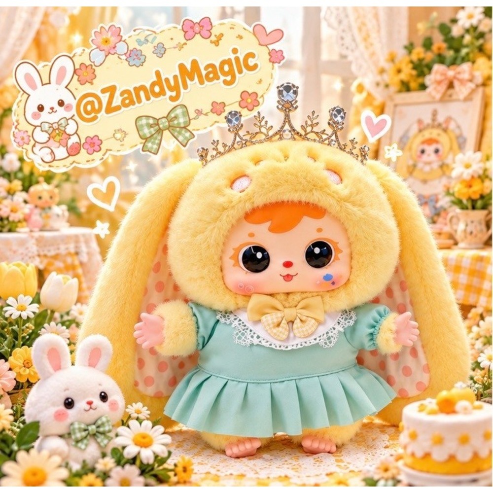 Samuel Crown Rabbit 400% Moonlight Yellow Rabbit plush blind box